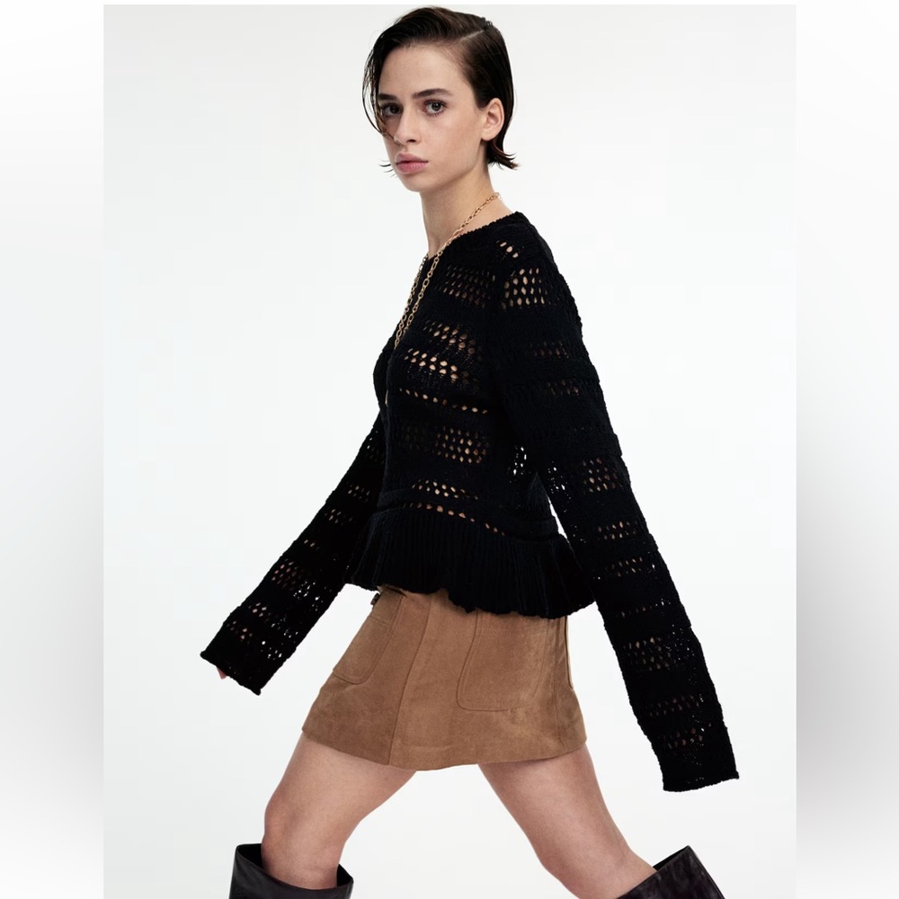 H&M pointelle knit peplum sweater